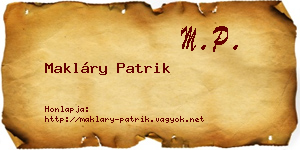 Makláry Patrik névjegykártya